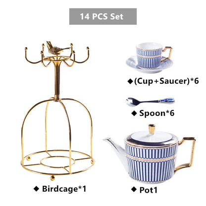 DecorBites™ Gold Porcelain Coffee & Tea Set - Luxury Bone China Porcelain Coffeeware