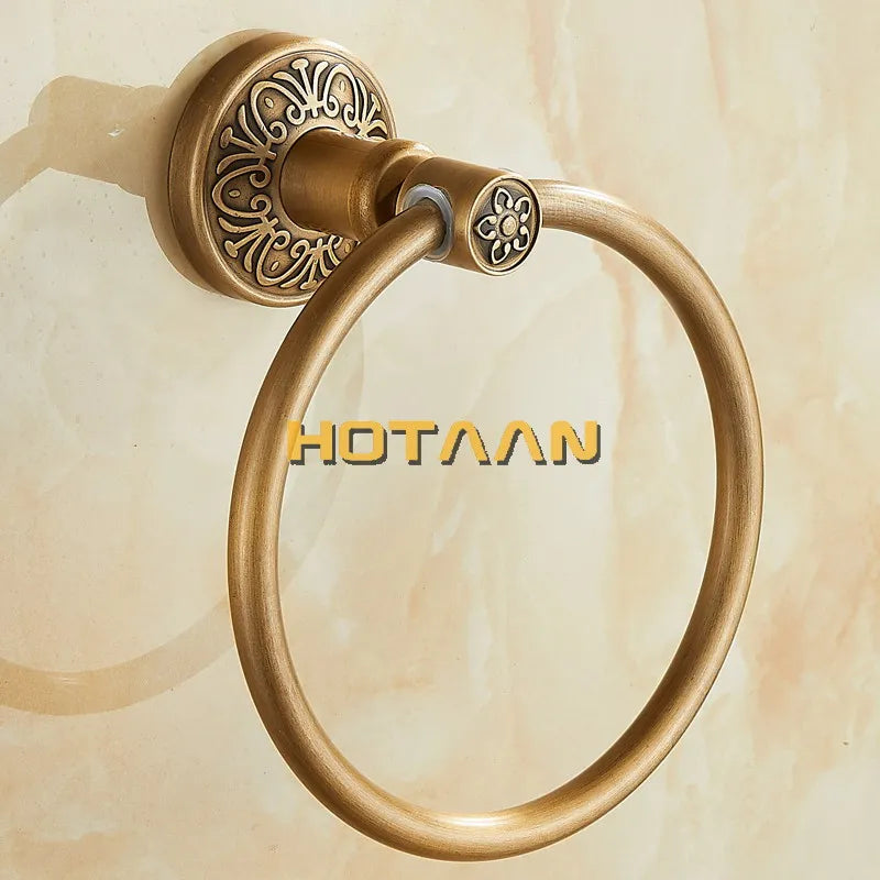 DecorBites™ Antique Brass Towel Ring - Wall-Mounted Round Towel Holder for Bathroom