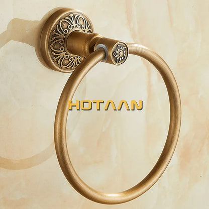DecorBites™ Antique Brass Towel Ring - Wall-Mounted Round Towel Holder for Bathroom