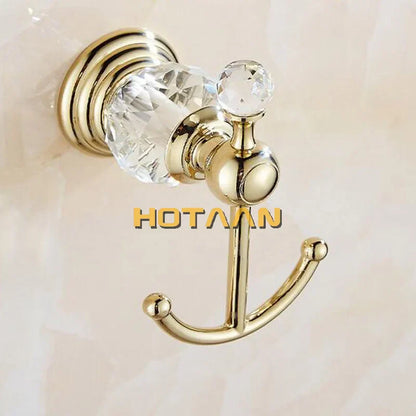 ™ Gold Crystal Robe Hook Towel Rack for Elegant Bathroom Decor