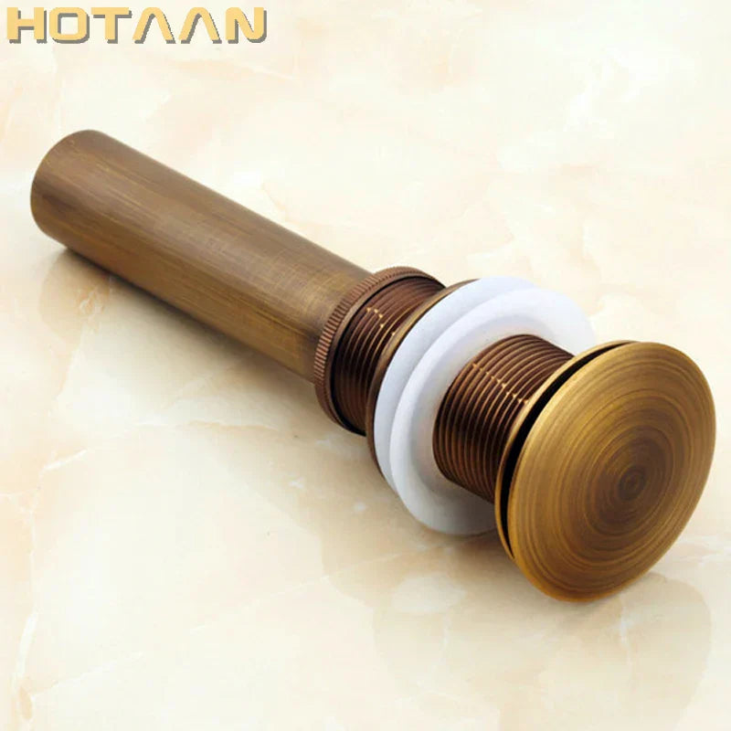 DecorBites™ Brass Pop Up Sink Drain - Antique Brass Gold Black Bathroom Basin Waste