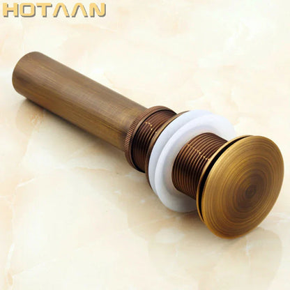 DecorBites™ Brass Pop Up Sink Drain - Antique Brass Gold Black Bathroom Basin Waste