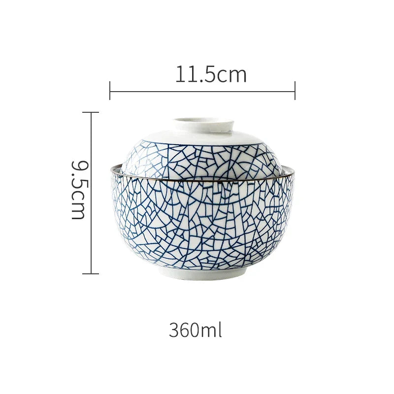 DecorBites™ Japanese Style Ceramic Soup Bowl - Eco-Friendly Under Glazed Tureen
