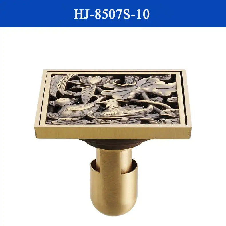 DecorBites™ Antique Brass Shower Drain Cover Euro Art Carved Bathroom Strainer