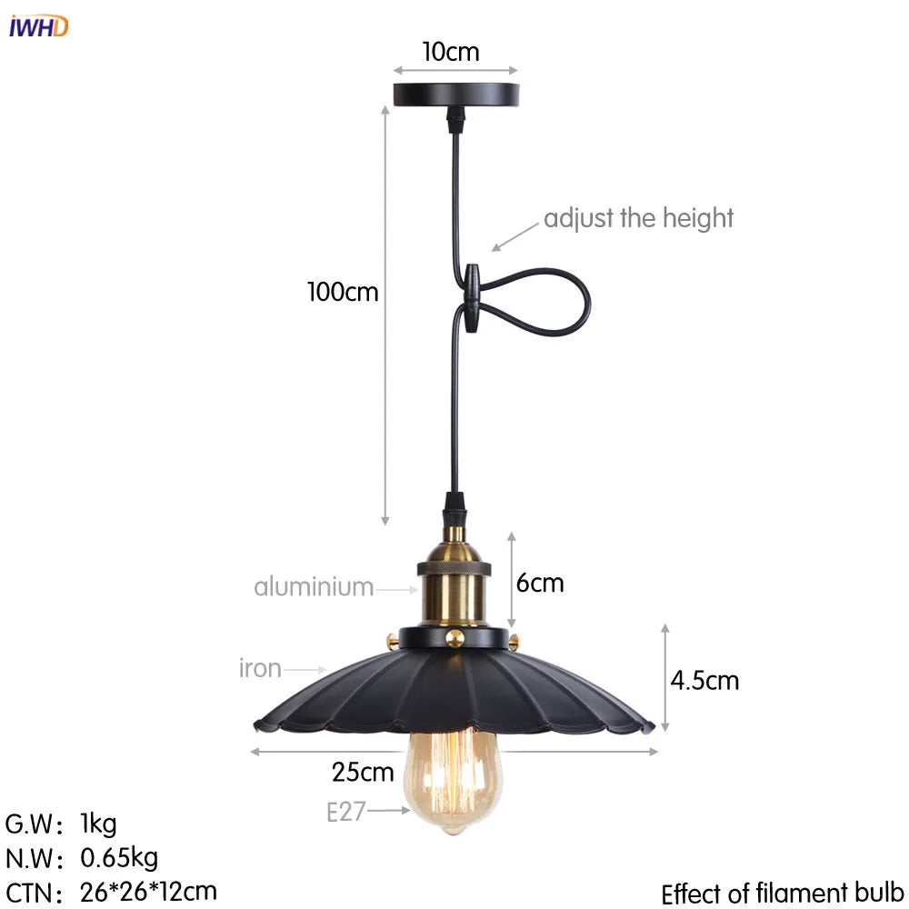 DecorBites™ Gold Retro Edison LED Pendant Lights for Dinning Living Room Industrial Decor