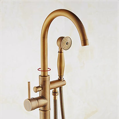 DecorBites™ Antique Brass Tub Faucet Swivel Spout Filler Hot Cold Mixer Tap