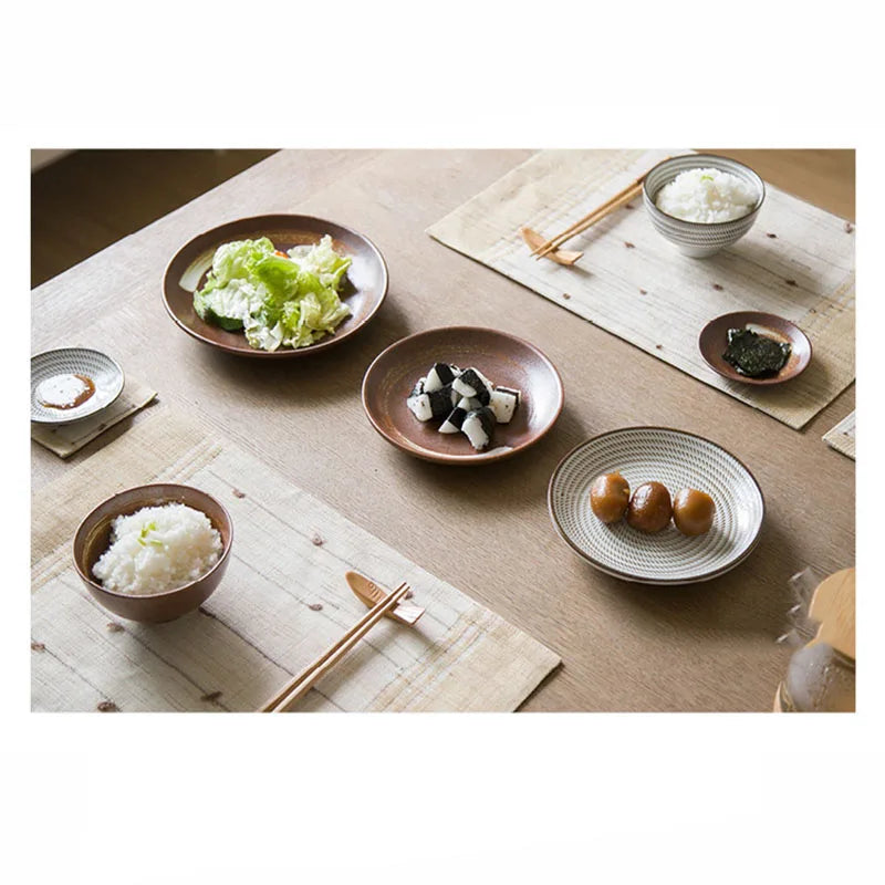 ™ Japanese Style Ceramic Dinner Set - Blue Tableware Set with Bowl and Plate