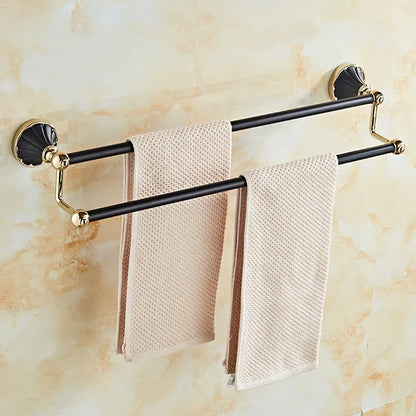 DecorBites™ Gold Black Bathroom Accessories Set, Towel Bar, Toilet Brush Holder, Paper Holder