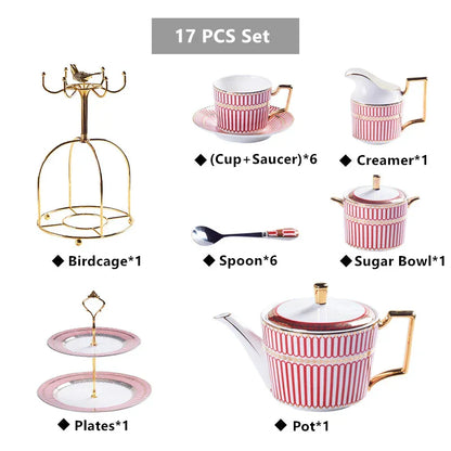DecorBites™ Gold Porcelain Coffee & Tea Set - Luxury Bone China Porcelain Coffeeware