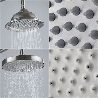 DecorBites™ Brushed Nickel Dual Handle Rainfall Shower Mixer Faucet with Handshower
