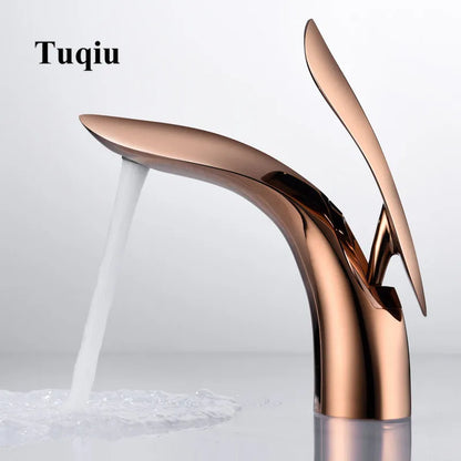 ™ Gold Brass Bathroom Faucet Single Handle Basin Mixer Tap - Rose Gold