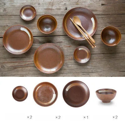 ™ Japanese Style Ceramic Dinner Set - Blue Tableware Set with Bowl and Plate