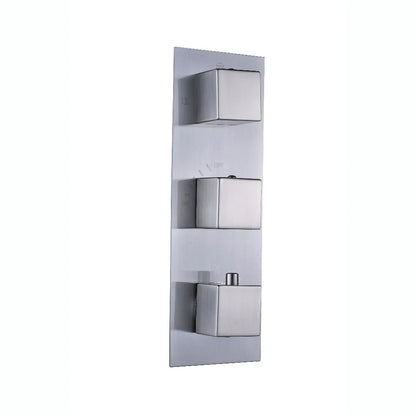 DecorBites™ Brushed Nickel Thermostatic Mixer Valve for Three Handle Shower Control