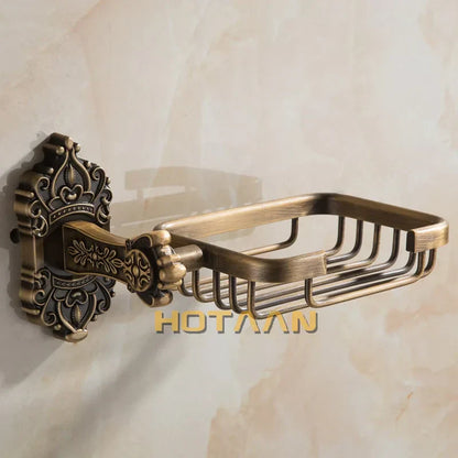DecorBites™ Antique Brass Wall Mount Soap Basket for Bathroom Essentials