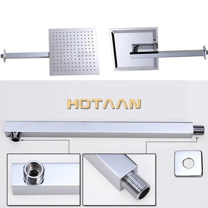 DecorBites™ 12 Inch Stainless Steel Rain Shower Head with Arm - Water Saving Top Shower