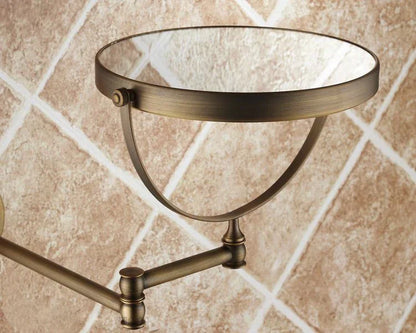 DecorBites™ Antique Brass Wall Mirror 3x Magnification 8" Round Dual Side Folding Makeup Mirror