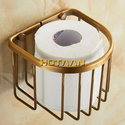 DecorBites™ Antique Brass Toilet Paper Holder Mounted Roll Tissue Box - YT-1392