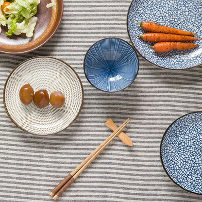 ™ Japanese Style Ceramic Dinner Set - Blue Tableware Set with Bowl and Plate
