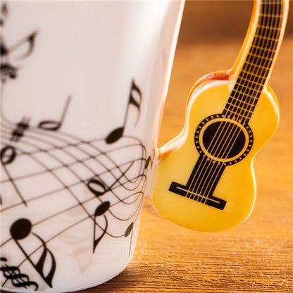 DecorBites™ Acoustic Guitar Mug 400ml Ceramic Coffee Cup Music Tea Tumbler Decoration