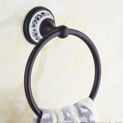 DecorBites™ Black Porcelain Brass Bathroom Accessories Set