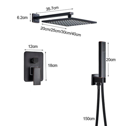 DecorBites™ Black Brass Shower Faucet with 2-Way Mixer, Handshower and Rainfall Head