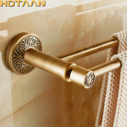 DecorBites™ Antique Brass Double Towel Bar/Towel Holder - Solid Aluminium - Bathroom Accessory