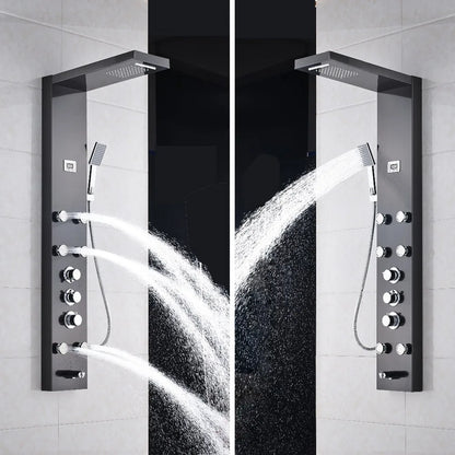 DecorBites™ Black Massage Jets Rain Shower Column Thermostatic Mixer Shower Panel