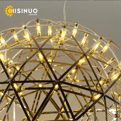DecorBites™ LED Spark Ball Chandelier Fireworks Pendant Light - Modern Luxury Stainless Steel