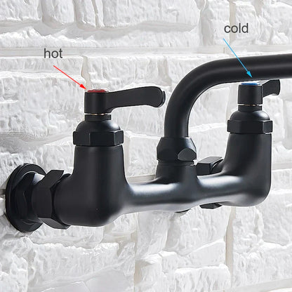 DecorBites™ Brass Dual Handle Kitchen Faucet 360 Swivel Hot Cold Water Tap