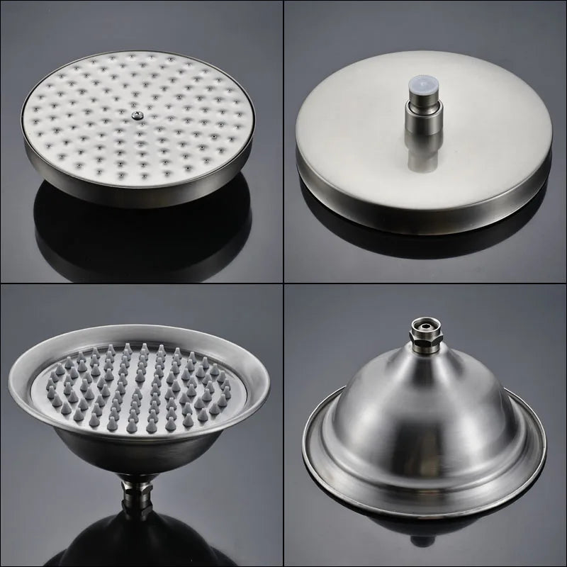 DecorBites™ Brushed Nickel Dual Handle Rainfall Shower Mixer Faucet with Handshower