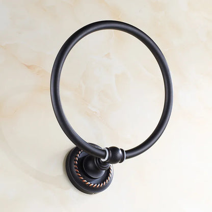 DecorBites™ Antique Brass Towel Ring Wall Mounted Rack Shelf Bathroom Towel Holder