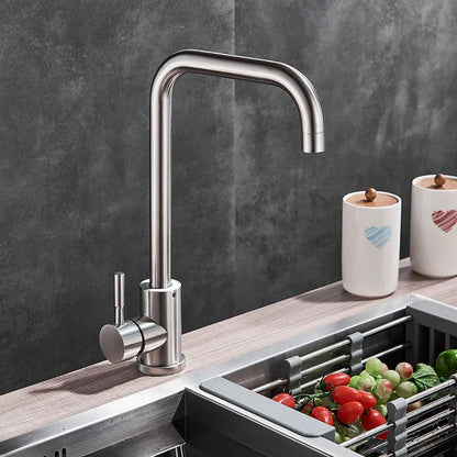 DecorBites™ Brushed Nickel Kitchen Faucet Swivel Spout Single Lever Mixer Tap