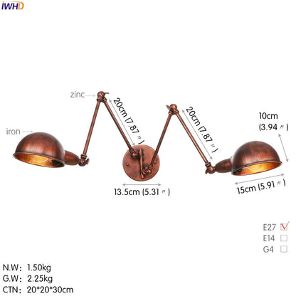 DecorBites™ Adjustable Arm LED Wall Sconce - Retro Loft Industrial Long Arm Wall Lamp