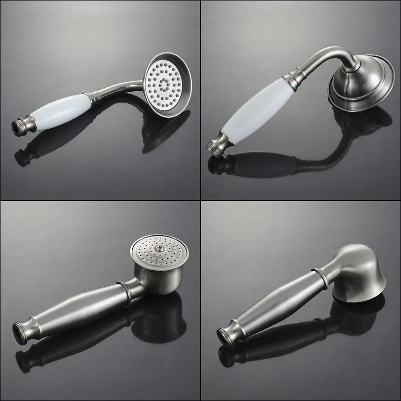 DecorBites™ Brushed Nickel Dual Handle Rainfall Shower Mixer Faucet with Handshower