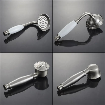 DecorBites™ Brushed Nickel Dual Handle Rainfall Shower Mixer Faucet with Handshower