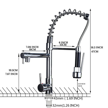 DecorBites™ Kitchen Faucet Pull Out Dual Spout Single Handle Mixer Tap 360 Rotation