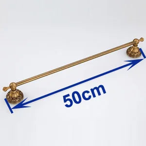 DecorBites™ Antique Brass Towel Holder Single Bar 30-60cm, Solid Aluminium Towel Rack