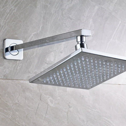DecorBites™ 8" Brass Square LED Rainfall Shower Head with Wall Mount Arm Pipe