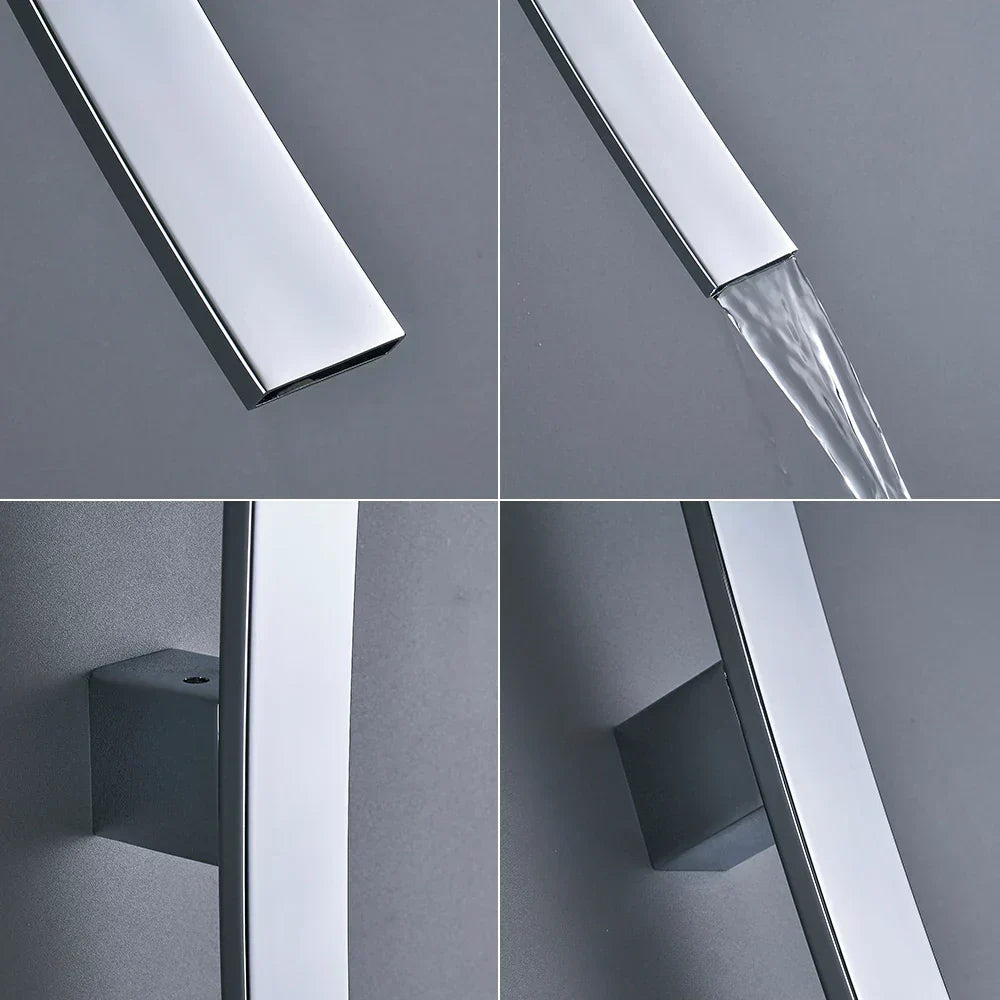 DecorBites™ 70cm Wall Mounted Black Bronze Waterfall Basin Mixer Tap