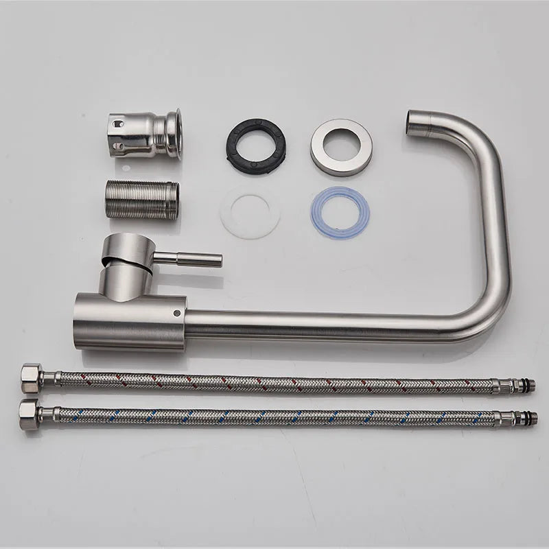 DecorBites™ Brushed Nickel Kitchen Faucet Swivel Spout Single Lever Mixer Tap