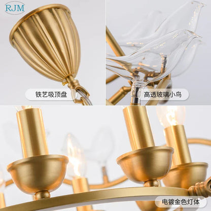 DecorBites™ Copper Bird Chandelier for Home, Restaurant, Bar Lighting