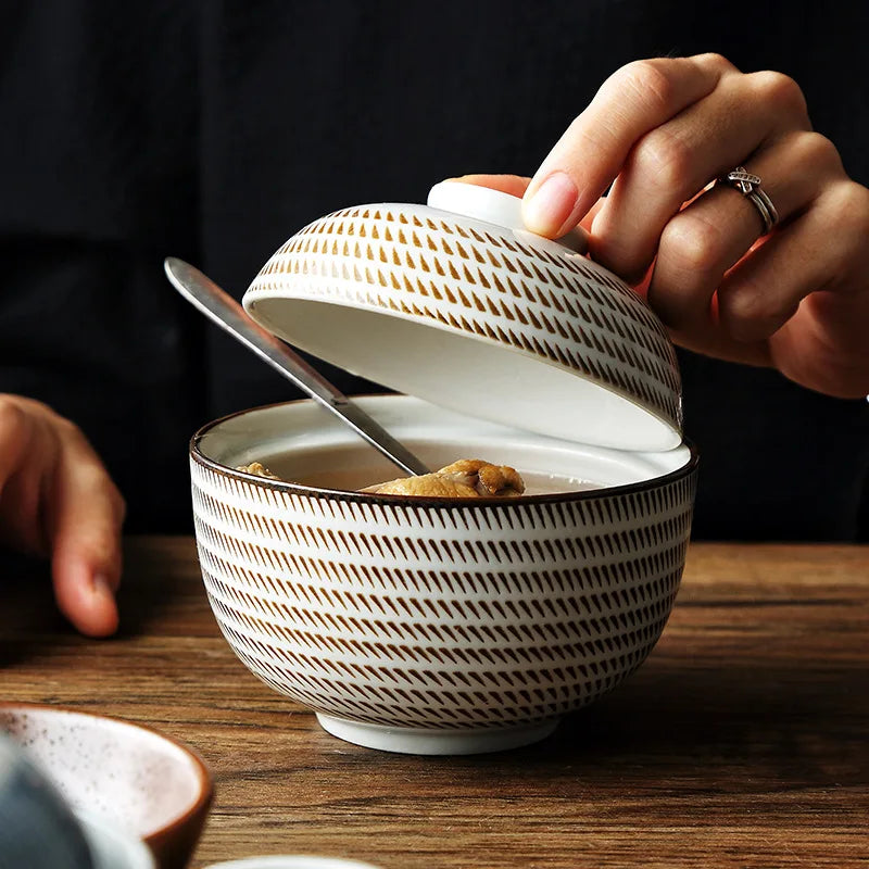 ™ Japanese Style Ceramic Soup Bowl - Eco-Friendly Under Glazed Tureen