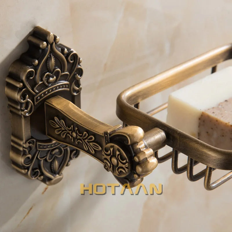 DecorBites™ Antique Brass Wall Mount Soap Basket for Bathroom Essentials