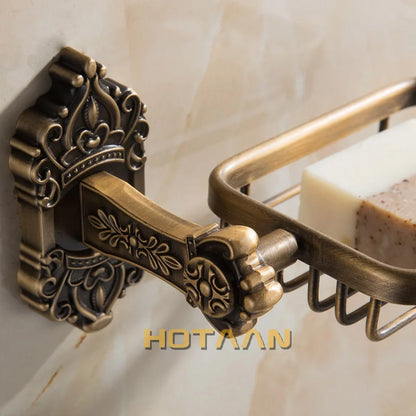 DecorBites™ Antique Brass Wall Mount Soap Basket for Bathroom Essentials