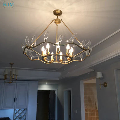 DecorBites™ Copper Bird Chandelier for Home, Restaurant, Bar Lighting