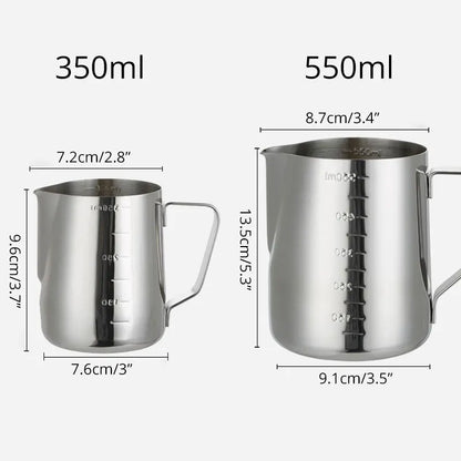 DecorBites™ Frothing Cup: Stainless Steel Measuring Pitcher for Latte Art