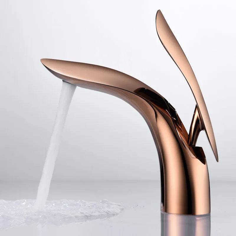 ™ Gold Brass Bathroom Faucet Single Handle Basin Mixer Tap - Rose Gold