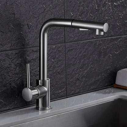 DecorBites™ Brass Brushed Nickel Kitchen Faucet High Arch Swivel Pull Out Spray Mixer Tap