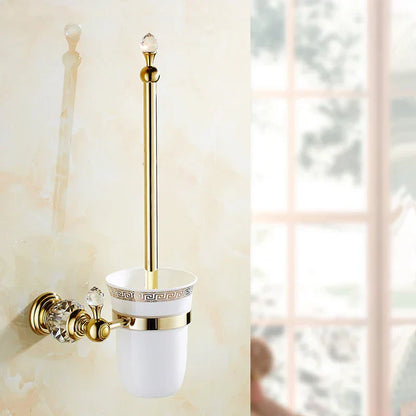 DecorBites™ Crystal Brass Gold Bathroom Accessories Set