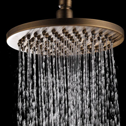 DecorBites™ Antique Brass Shower Set: 8" Rain Head, Hand Shower, Hose, Angle Valve, Bracket